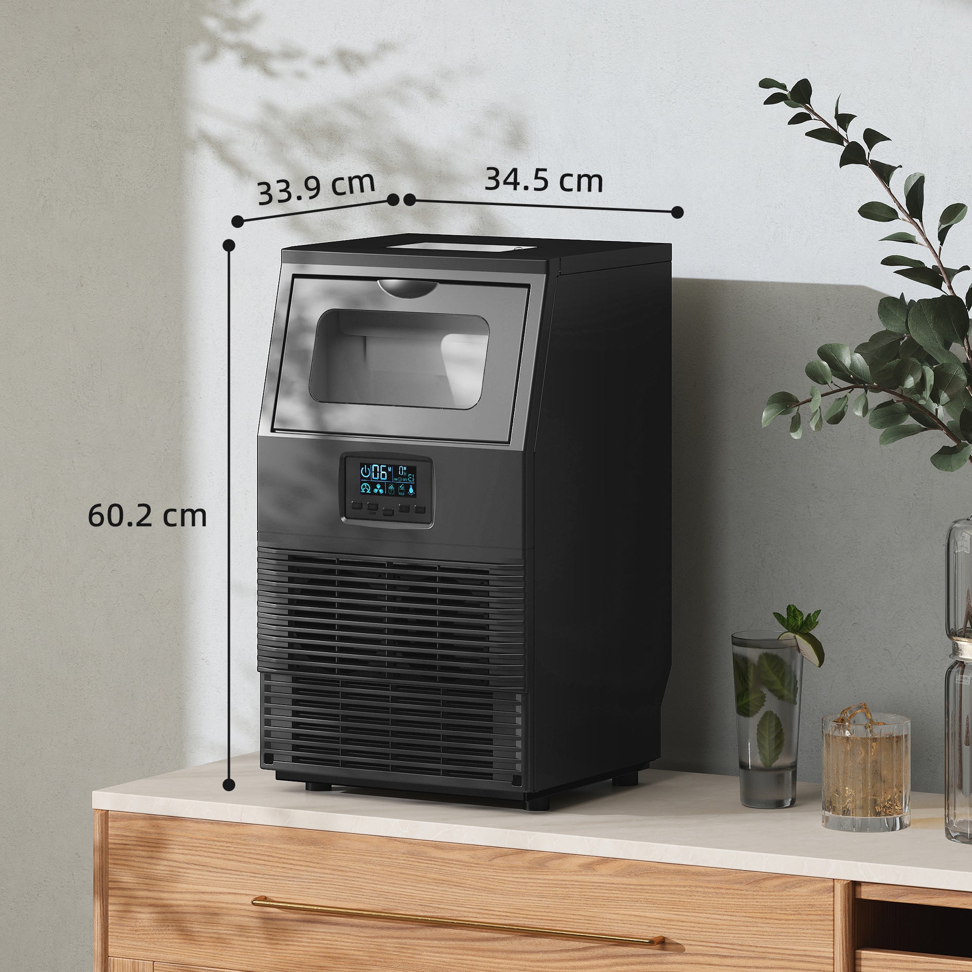 Kozy Commercial Ice Maker with 4kg Ice Storage - Black