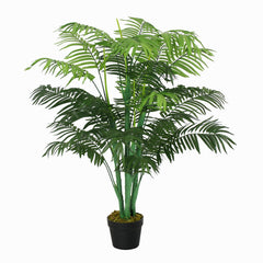 Outsunny Artificial Palm Tree, 125cm/4FT, Decorative Fake Plant with 18 Leaves, Nursery Pot, Plastic for Indoor Outdoor, Green | Aosom UK