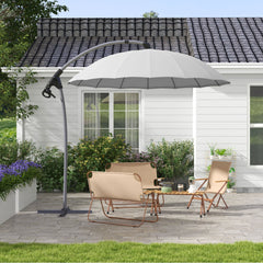 Outsunny Waterproof Cantilever Parasol: 2.7m UV-Protective Shade with Sturdy Cross Base, Adjustable Tilt, Grey | Aosom UK