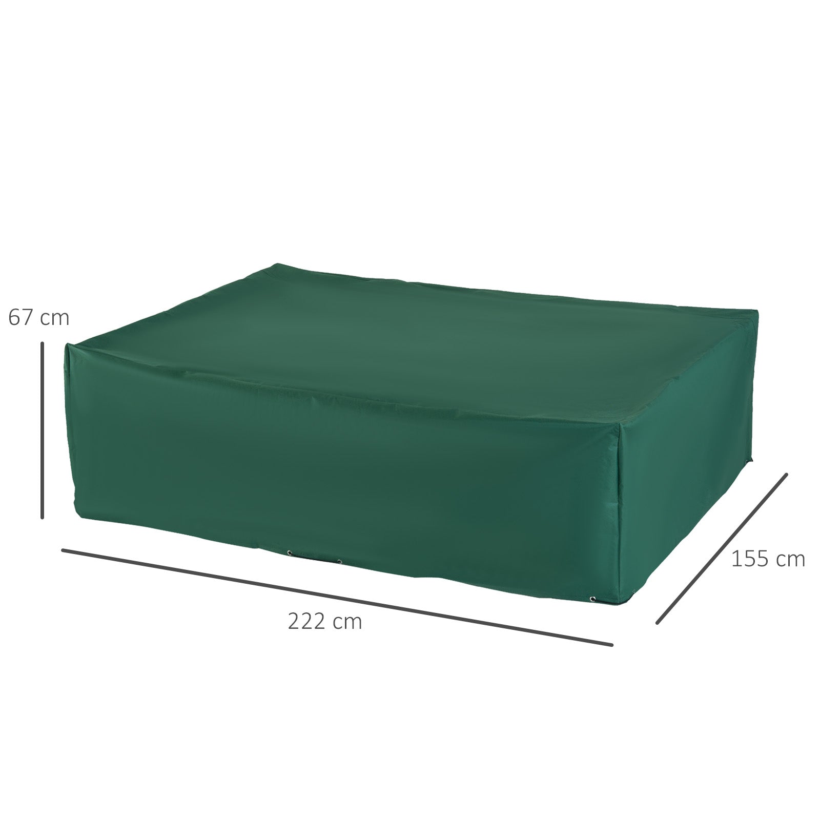 Outsunny Rattan Furniture Cover, UV and Rain Protective Outdoor Garden Rectangular Waterproof Shelter, 222x155x67cm, Green