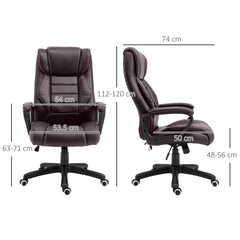 Kozy Office Chair with 6-Point Maaage, PU Desk Chair with Padded Seat and Armrest, Computer Chair with Tilt Function for Home, Brown