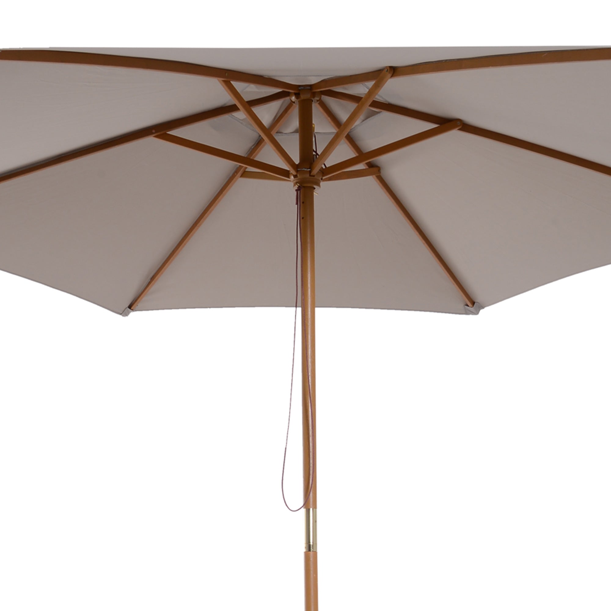 Kozy 2.5m Wood Garden Parasol Sun Shade Patio Outdoor Wooden Umbrella Canopy, Table Market Umbrella with Vent, 38mm Pole, Rope Pulley Mechanism, Grey