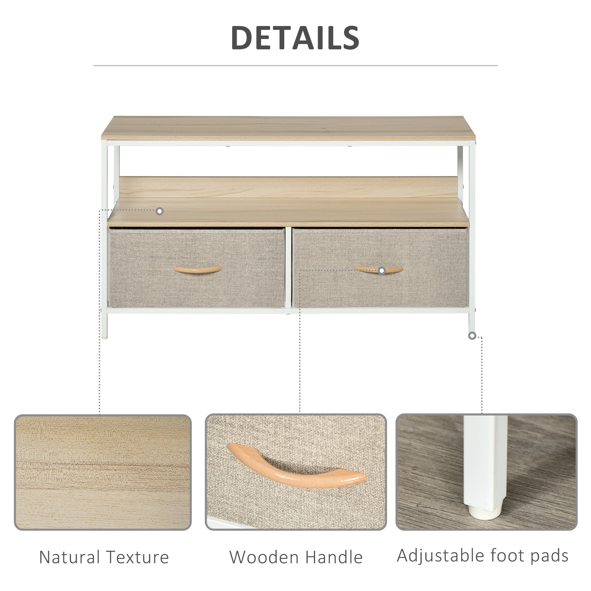 Kozy TV Stand Cabinet with 2 Foldable Drawers - Maple Colour