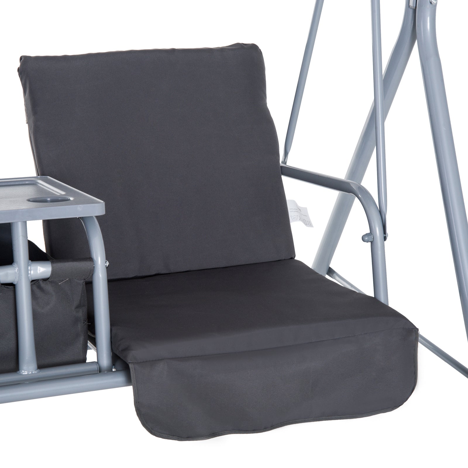 Kozy Steel Frame 2-Seater  Swing Chair w/ Table Grey