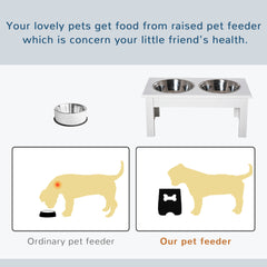 Pawhut Stainless Steel Pet Feeder, Durable & Easy to Clean, Ideal for Cats & Dogs, 43.7Lx24Wx15H cm, White