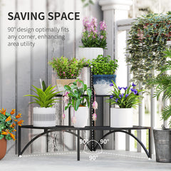 Kozy - Three-Tier Corner Metal Plants Shelves - Black
