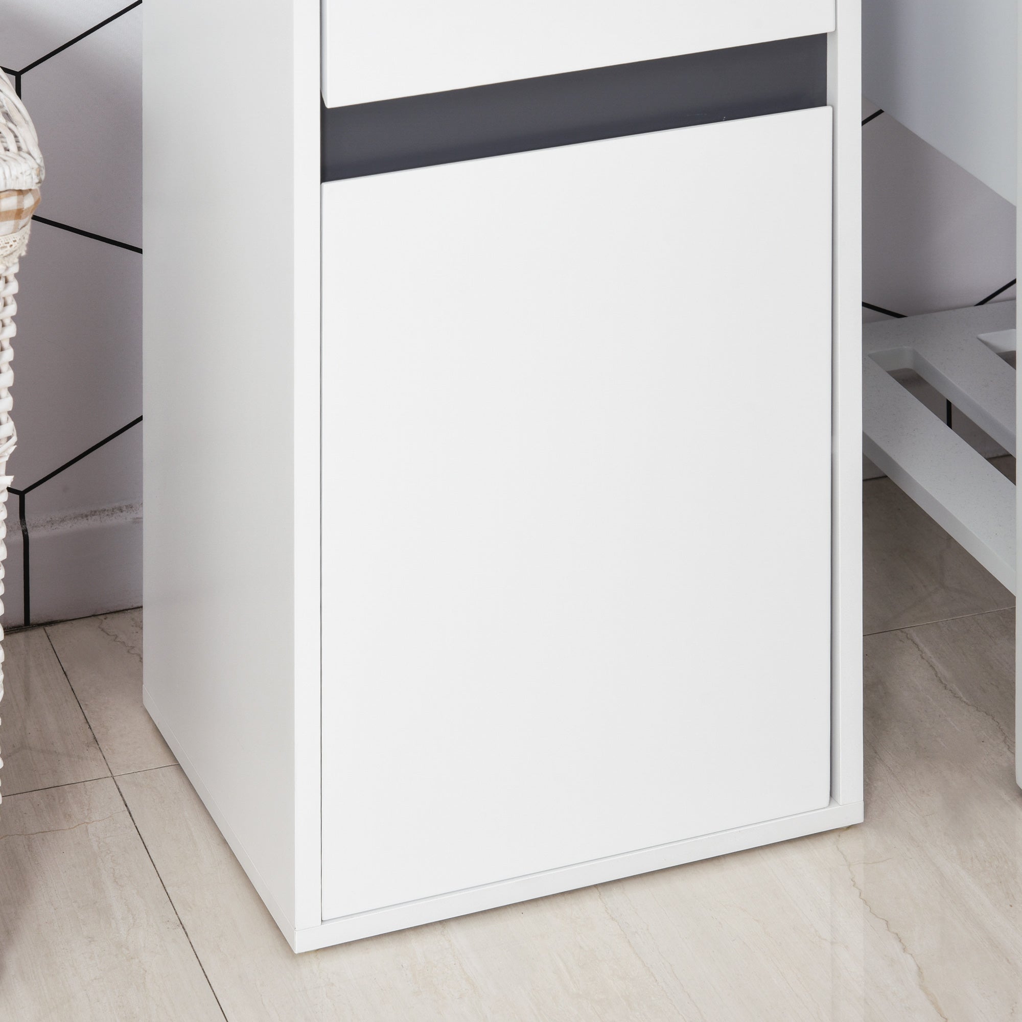 Kozy MDF Tri-Compartment Bathroom Storage Cabinet White