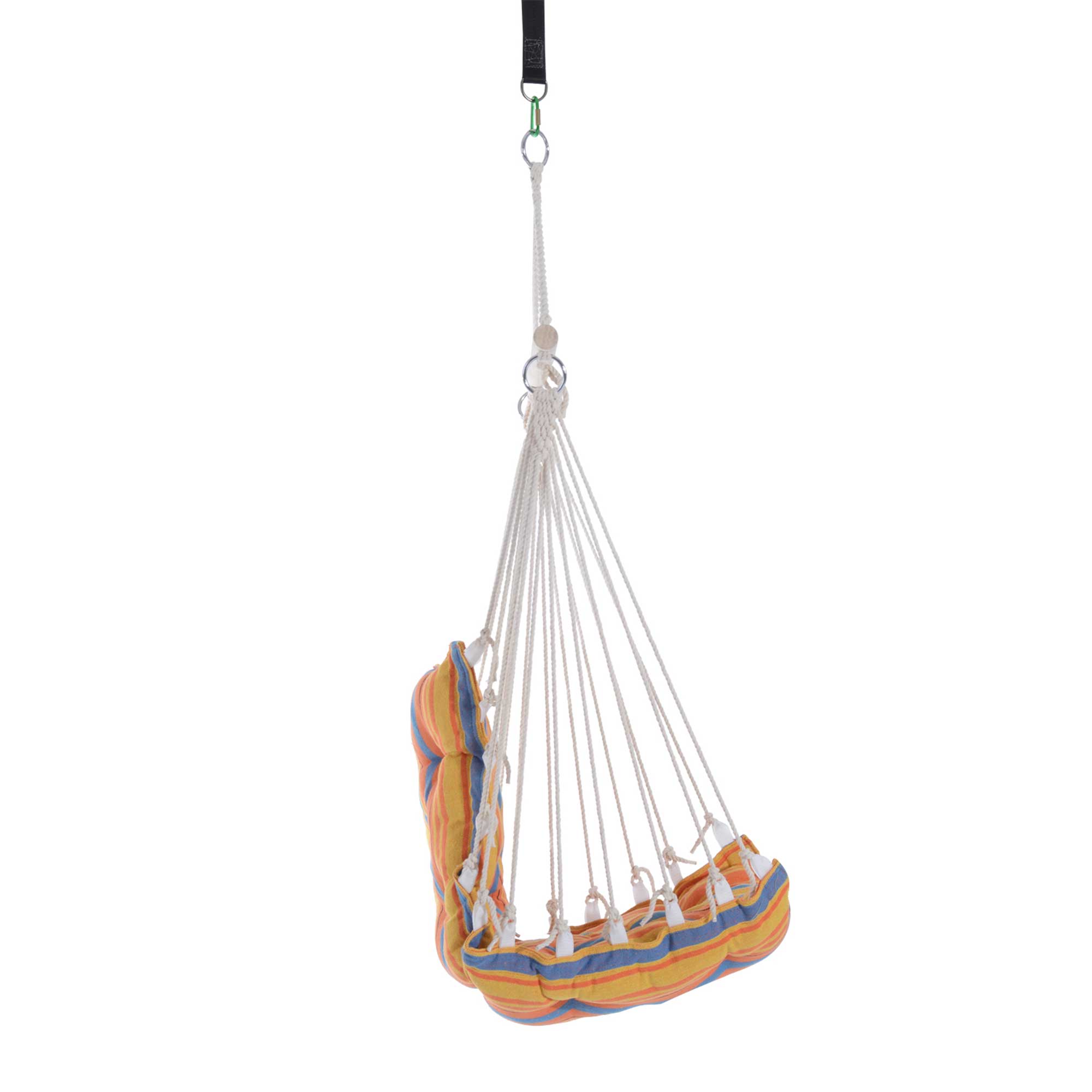 Kozy Outdoor Hanging Rope Chair with Soft Padded Seat & Backrest, Garden Hammock Chair with Wooden Support Bar Cotton Cloth, Portable Garden Chair for Patio & Tree, Orange