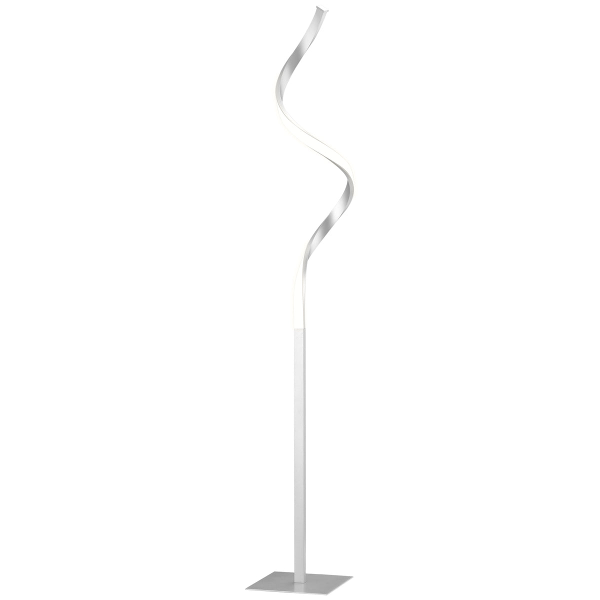 Kozy Dimmable Floor Lamp for Living Room, Modern Spiral Standing Lamp with 3 Adjustable Brightness and Square Base, Silver
