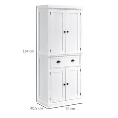 HOMCOM Freestanding Kitchen Pantry Cabinet Traditional Colonial Style Storage Cupboard, 76L x 40.5W x 184H cm, White