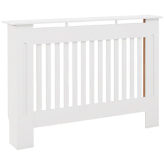 Kozy Slatted Radiator Cover Painted Cabinet MDF Lined Grill in White (112L x 19W x 81H cm)