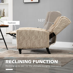 HOMCOM Studded Upholstered Reclining Armchair w/ Retractable Footrest Beige