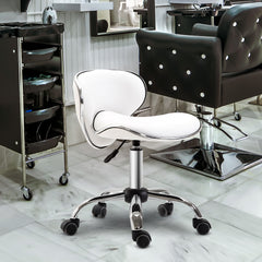Kozy Adjustable Rolling Swivel Beauty Salon Chair, Stool for Spa, Technician - White