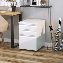 Kozy 3 Drawer Filling Cabinet, Mobile Metal File Cabinet with Anti-tilt Design for Letter, A4, Legal Size, White