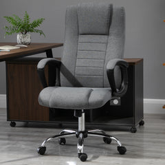 Vinsetto High Back Office Chair 360° Swivel Chair Adjustable Height Tilt Function Linen Deep Grey 62W x 62D x 110