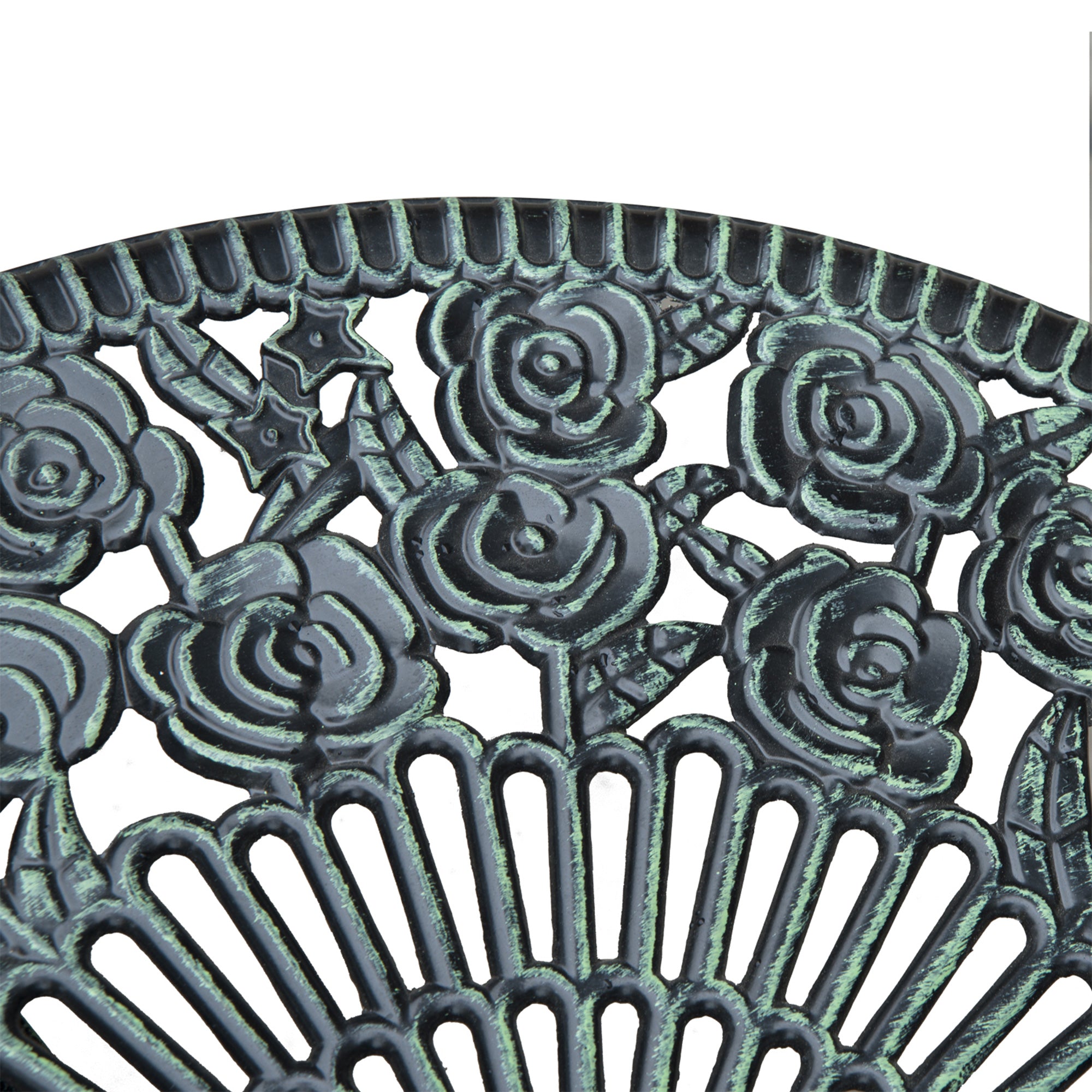 Kozy Cast Aluminium Outdoor Patio Garden Bistro Elegant Design Table Chair Set - Green (3-Piece)