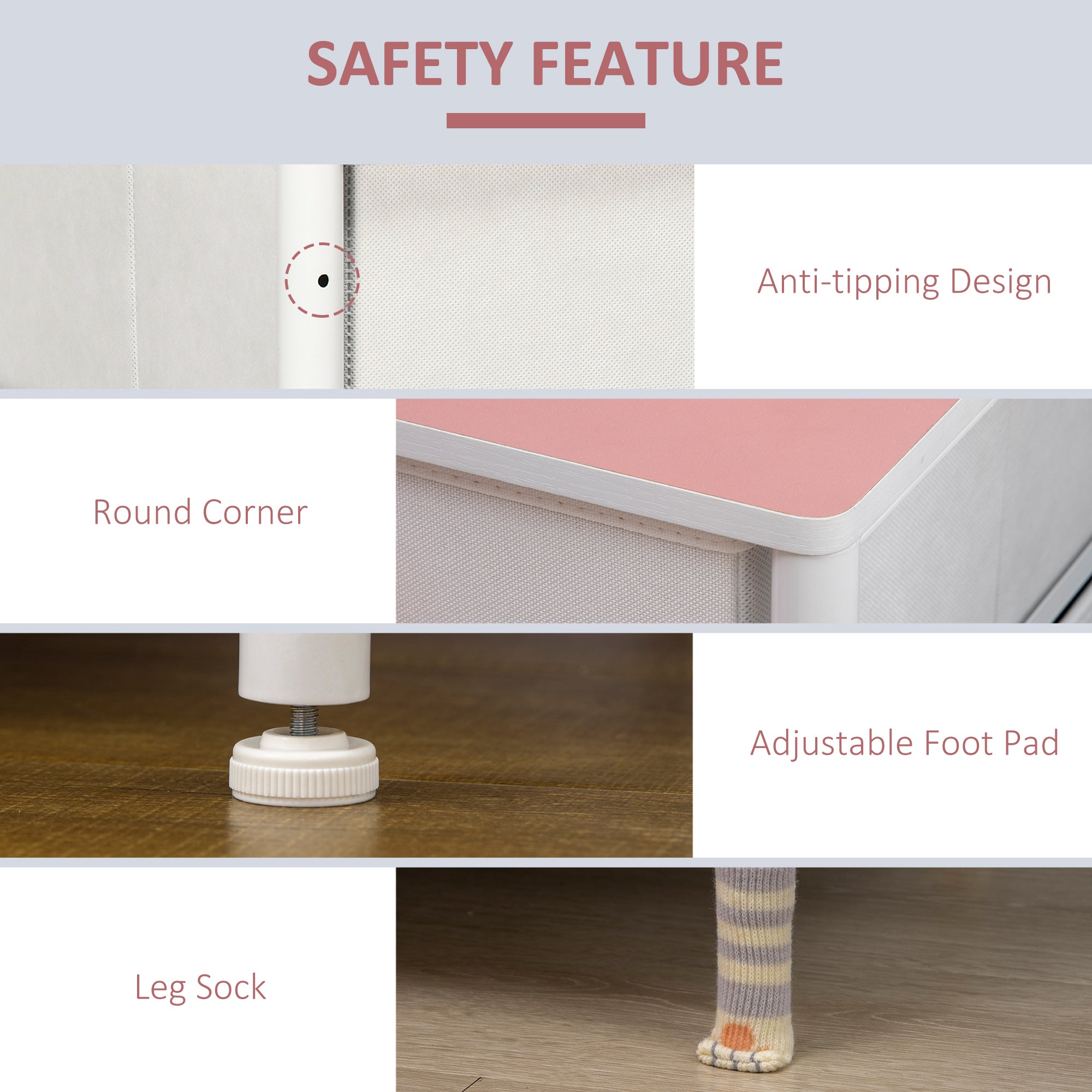 Kozy Chest of Drawers, Cloth Organizer Unit with 6 Fabric Drawers, Metal Frame and Wooden Top, Storage Cabinet for Kids Room, Living Room, Closet, Hallway, Pink