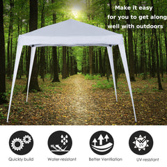 Outsunny 3 x 3 m Slant Leg Pop Up Canopy Tent with Carry Bag, Height Adjustable Party Shelter for Outdoor Events, Garden, Patio, White