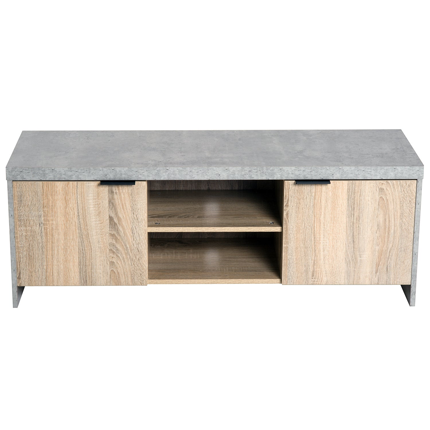 Kozy TV Stand for TV up to 55", 2 Doors TV Cabinet with Open Shelves, TV Unit TV Table for Living Room Bedroom Entertainment Room, 120L x 40W x 44H, Grey