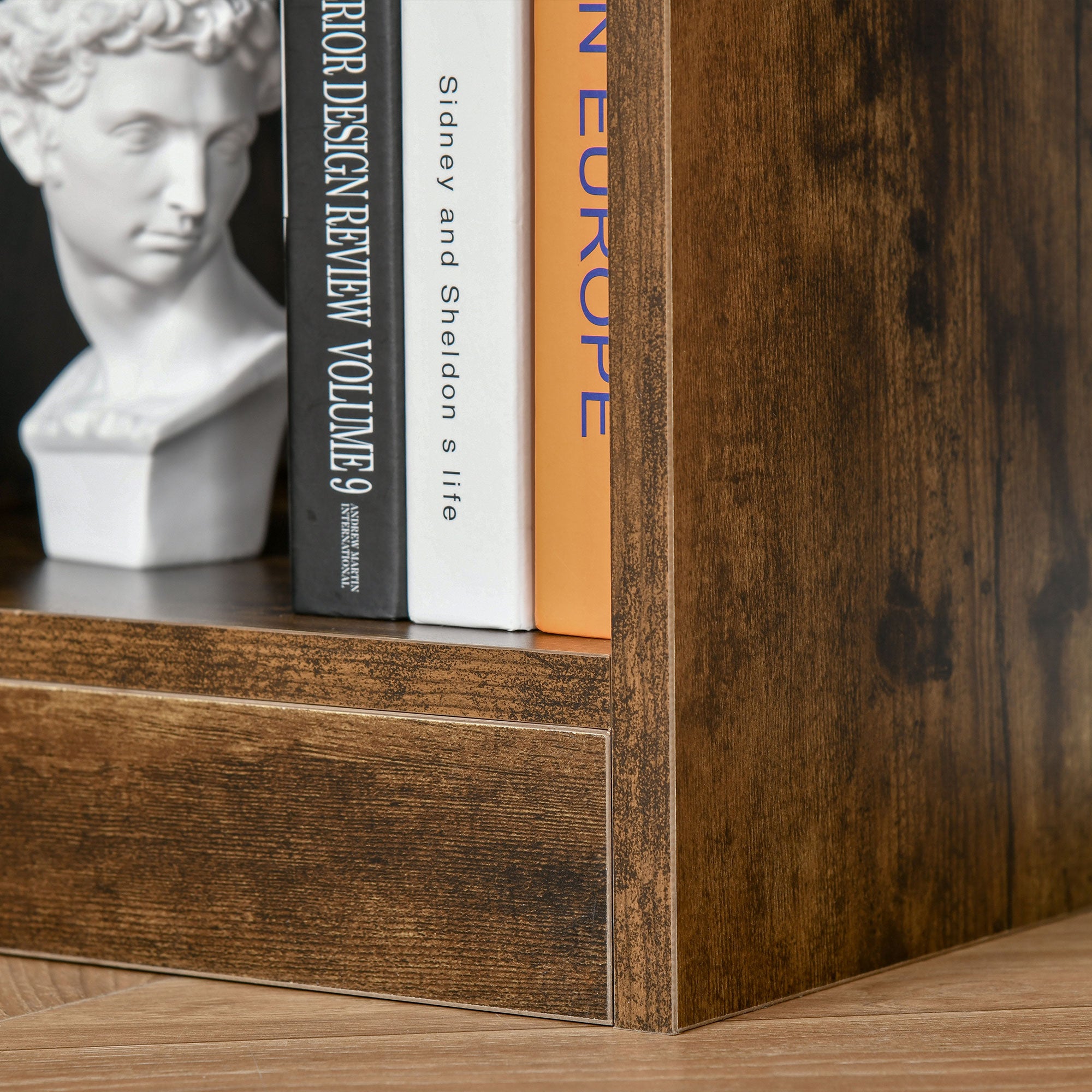 Kozy 3-Tier Bookcase, Storage Shelf Unit with Open Compartments, for Living Room, Bedroom, Office, Divider, 97.5 x 30 x 100 cm, Rustic Brown