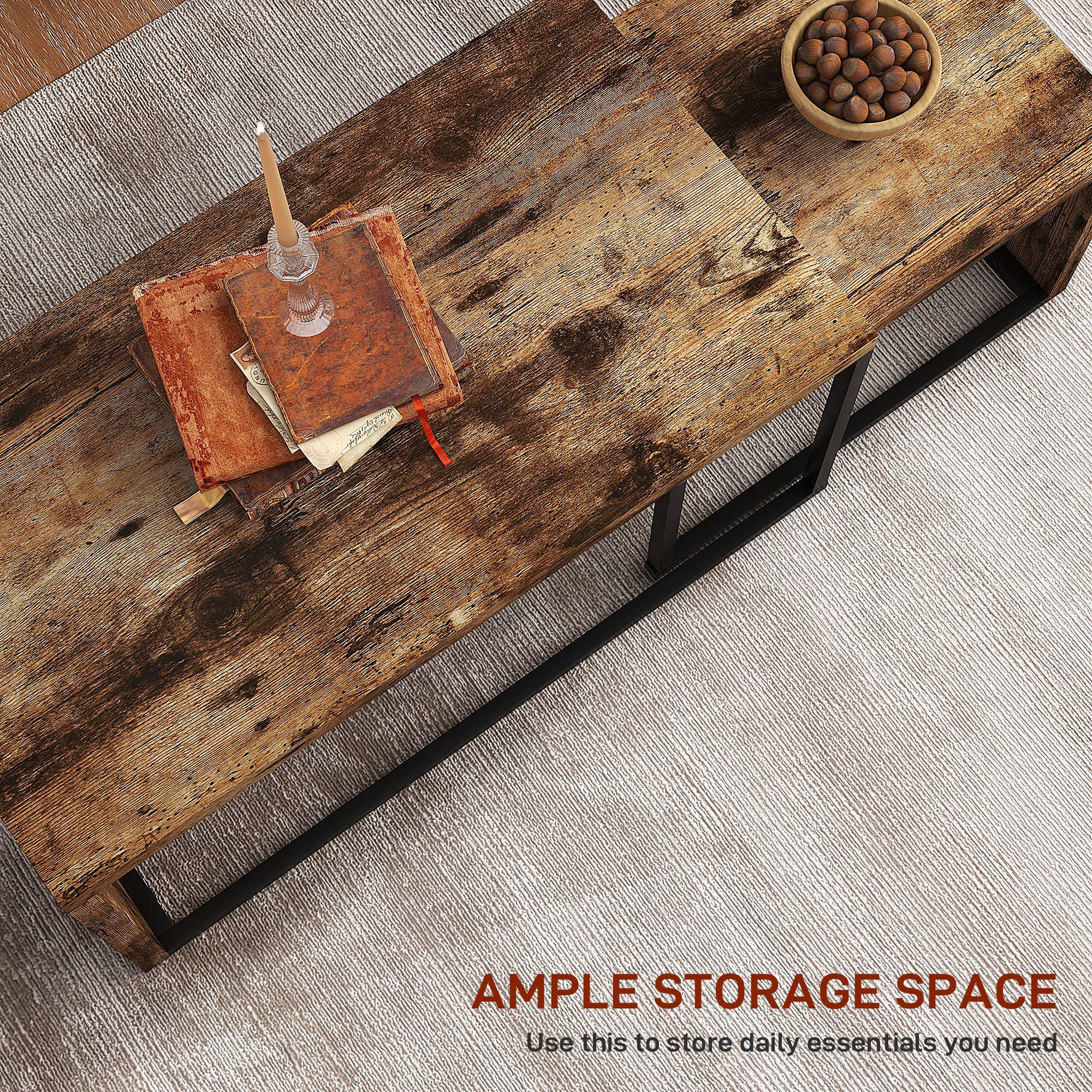 Kozy Nesting Coffee Table Set of 2, Industrial Stacking Side End Tables with Metal Frame for Living Room, Bedroom, Rustic Brown