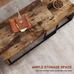 Kozy Nesting Coffee Table Set of 2, Industrial Stacking Side End Tables with Metal Frame for Living Room, Bedroom, Rustic Brown