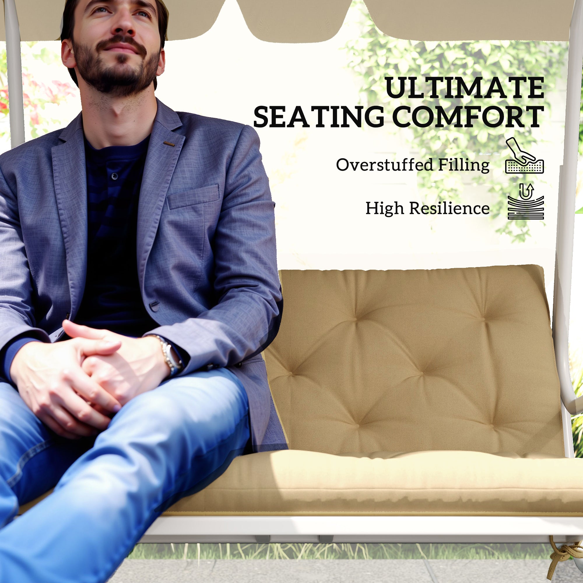 Kozy - Two-Seater Bench Cushion - Khaki