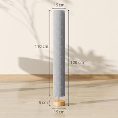 Kozy - LED Floor Lamp for Living Room, 120cm Modern Standing Lamp with 3000K/4500K/6500K Colour Temperatures, Linen Shade and Wooden Base, Grey