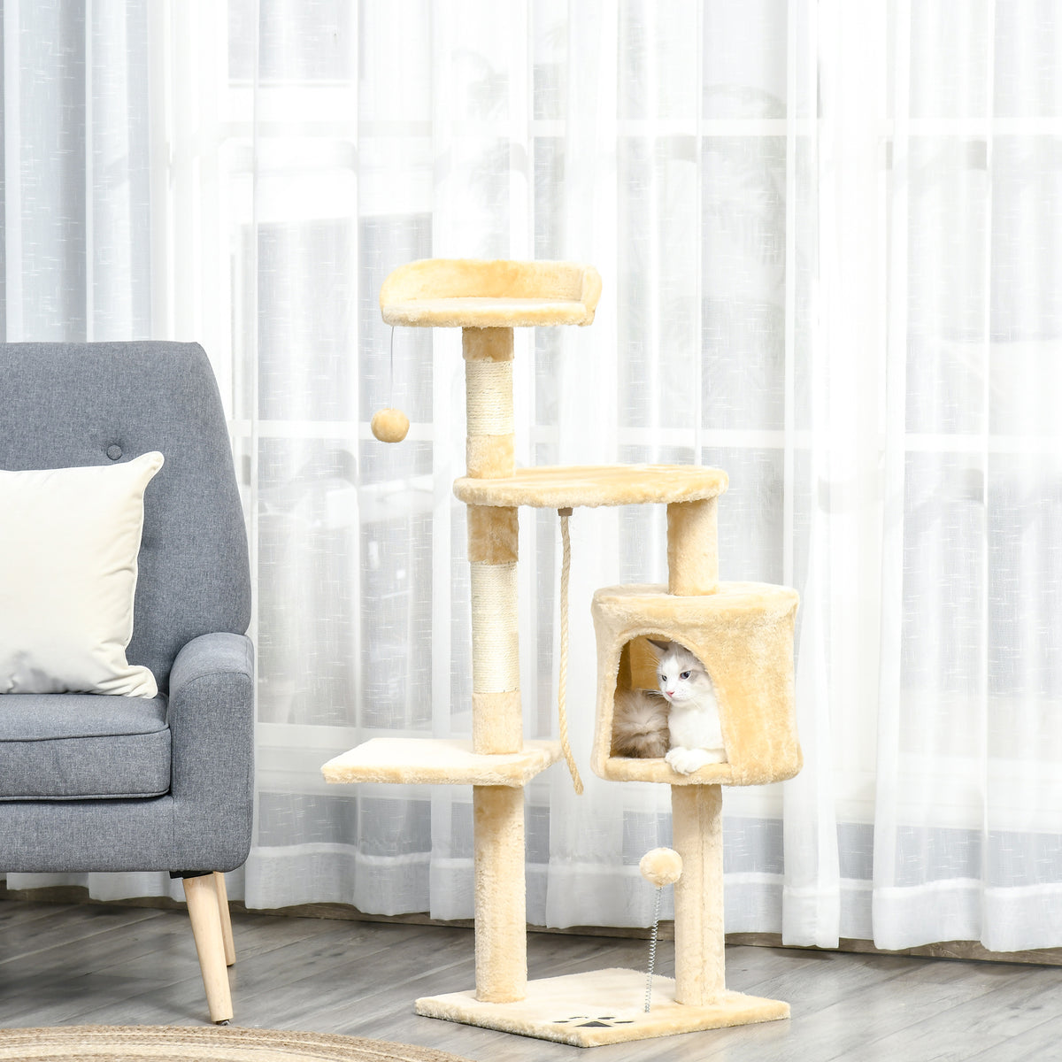 PawHut Cat Tree House, Multi