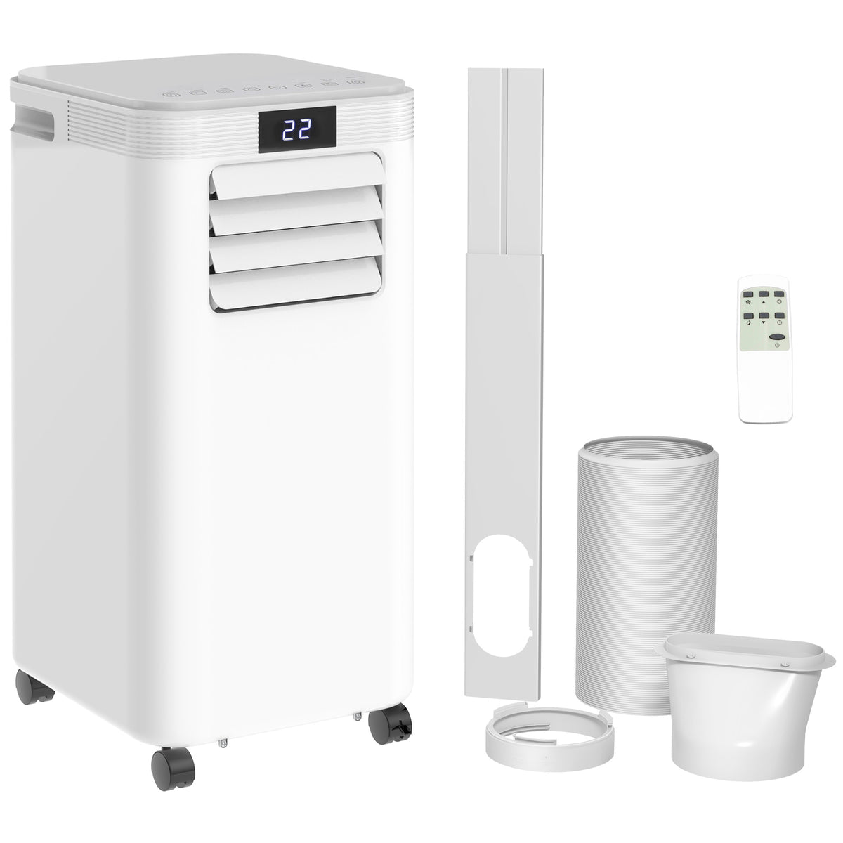 Kozy 8000 BTU Air Conditioning Unit, 3-in-1 Portable Air Conditioner, Dehumidifier, Cooling Fan with Remote Control, Digital Display, 2 Speeds, 24H Timer, Window Venting Kit, 18m²