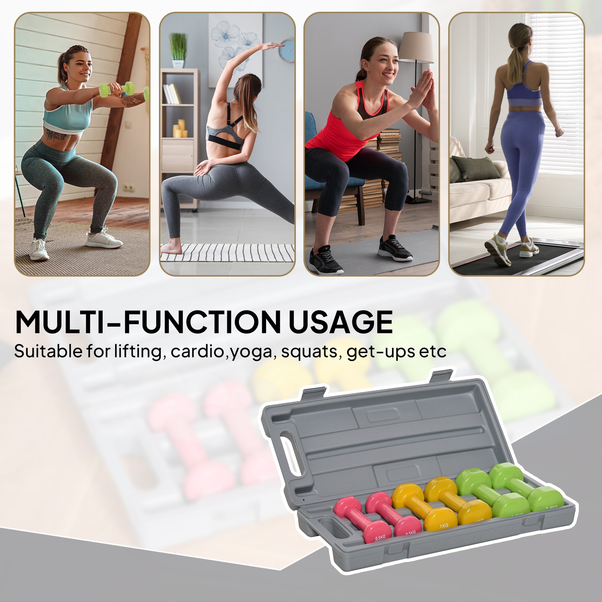 Kozy 6Kg Dumbbell Set, Fitness Weight Set for Men and Women, Home Gym Workout