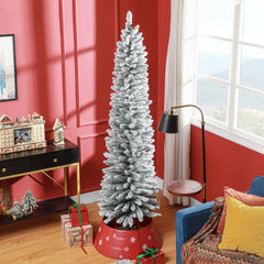 Kozy - 7ft Artificial Snowy Pencil Christmas Tree - White