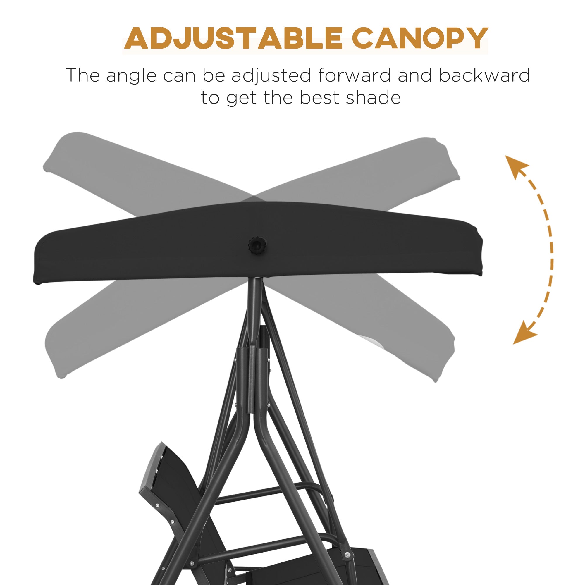 Kozy Three-Seater Garden Swing Chair, with Canopy - Black