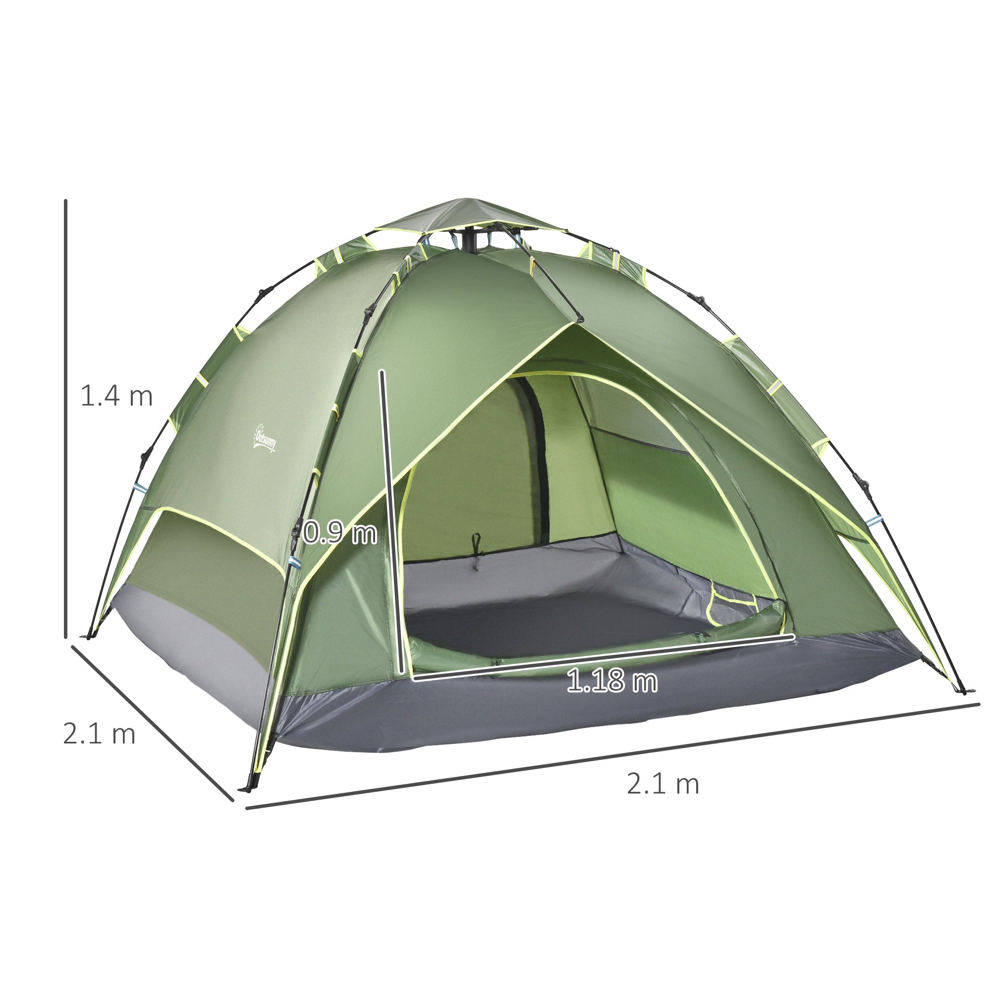Kozy 3 Man Camping Tent Automatic Pop Up Tent Portable Double Layer for Festival Hiking Family Travel Shelter