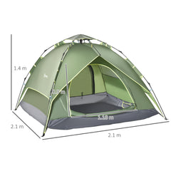 Outsunny Three Man Pop Up Tent Camping Festival Hiking Family Travel Shelter Portable