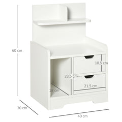 Kozy Bedside Table, Small Bedside Cabinet with 2 Drawers and Storage Shelves, Modern Nightstand for Bedroom, White