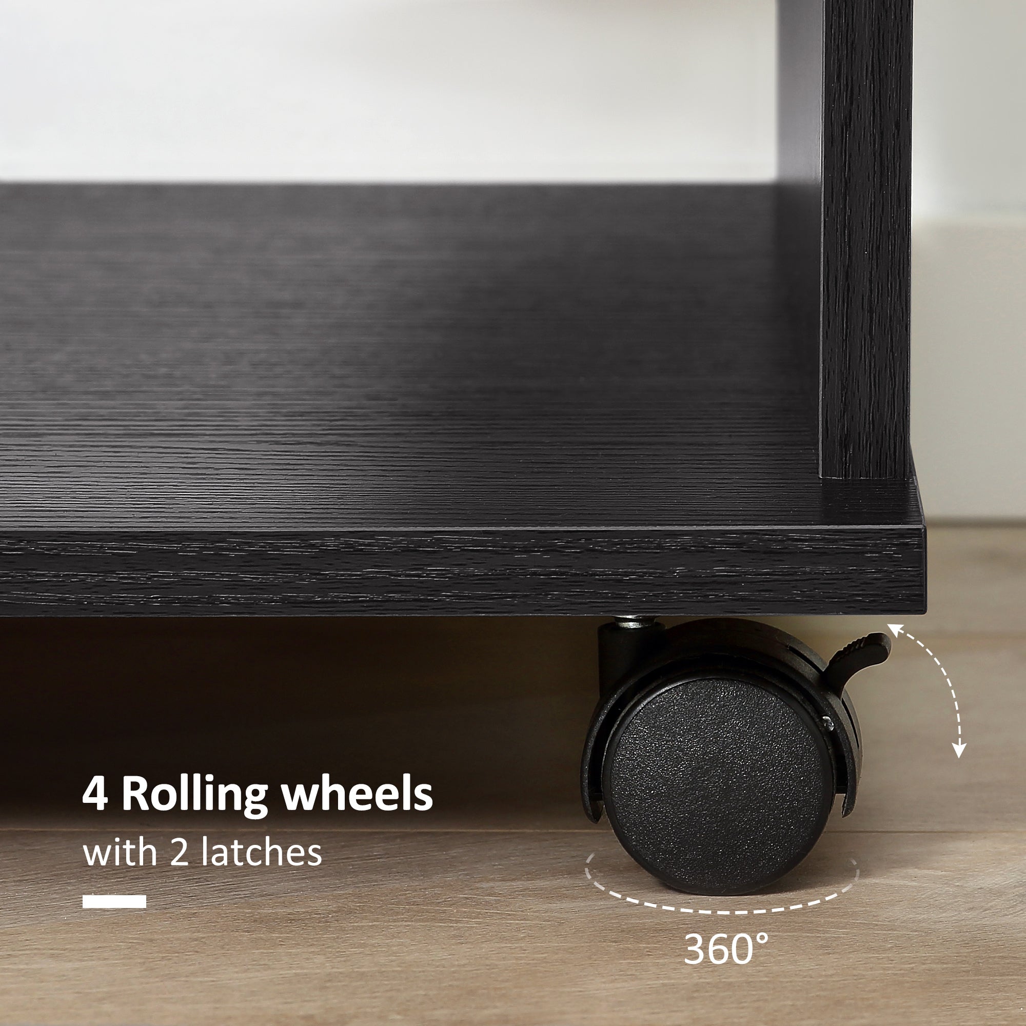 Kozy Open Wardrobe on Wheels, Bedroom Wardrobe with Clothes Hanging Rail, 3 Storage Shelves, Mobile Garment Rack for Cloakroom, Hallway, Black