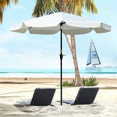 Kozy 2.7m Patio Parasol Garden Umbrellas Outdoor Sun Shade Table Umbrella with Tilt, Crank, 8 Ribs, Ruffles, White