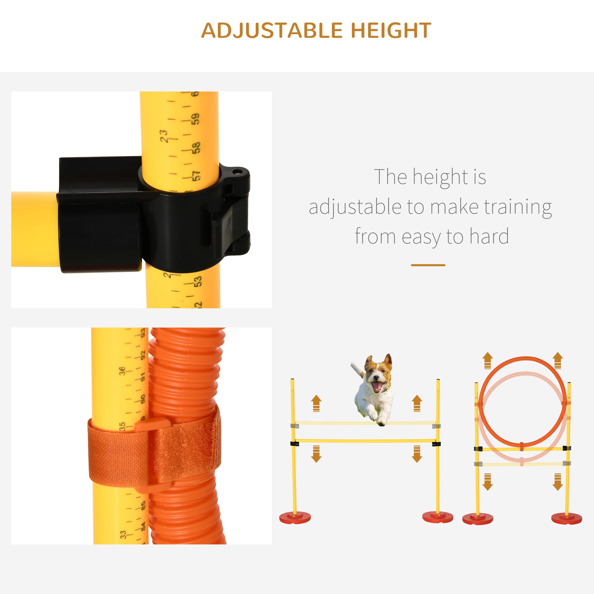 Kozy Dog Agility Equipment Training Portable Obstacle for Pet w/Adjustable Hurdles, Jumping Ring, Weave Poles