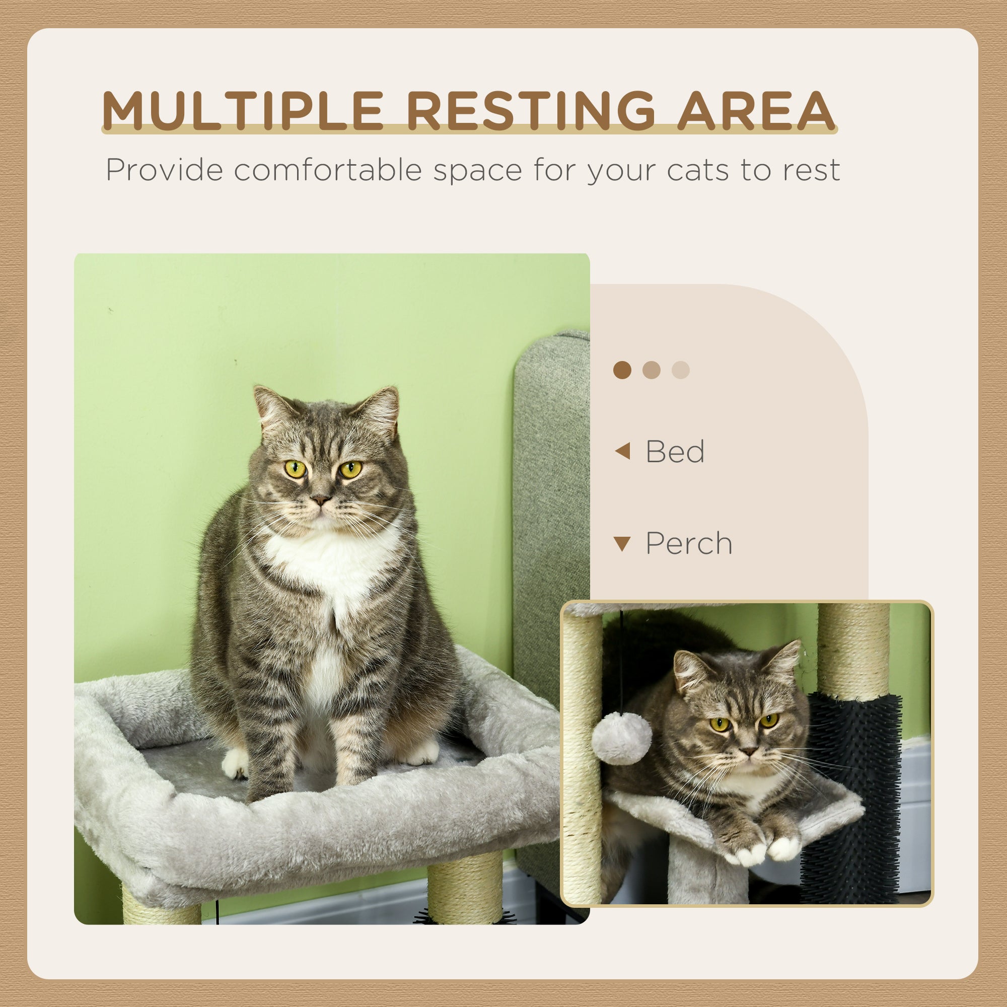 PawHut Kitty Climber: 48cm Cat Tree with Self-Groomer, Scratching Post & Dangling Ball, Grey | Aosom UK