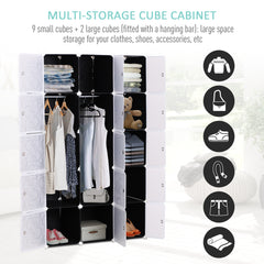 HOMCOM Cube DIY Wardrobe Portable Interlocking Plastic Modular Closet Bedroom Clothes Organiser Storage Cabinet