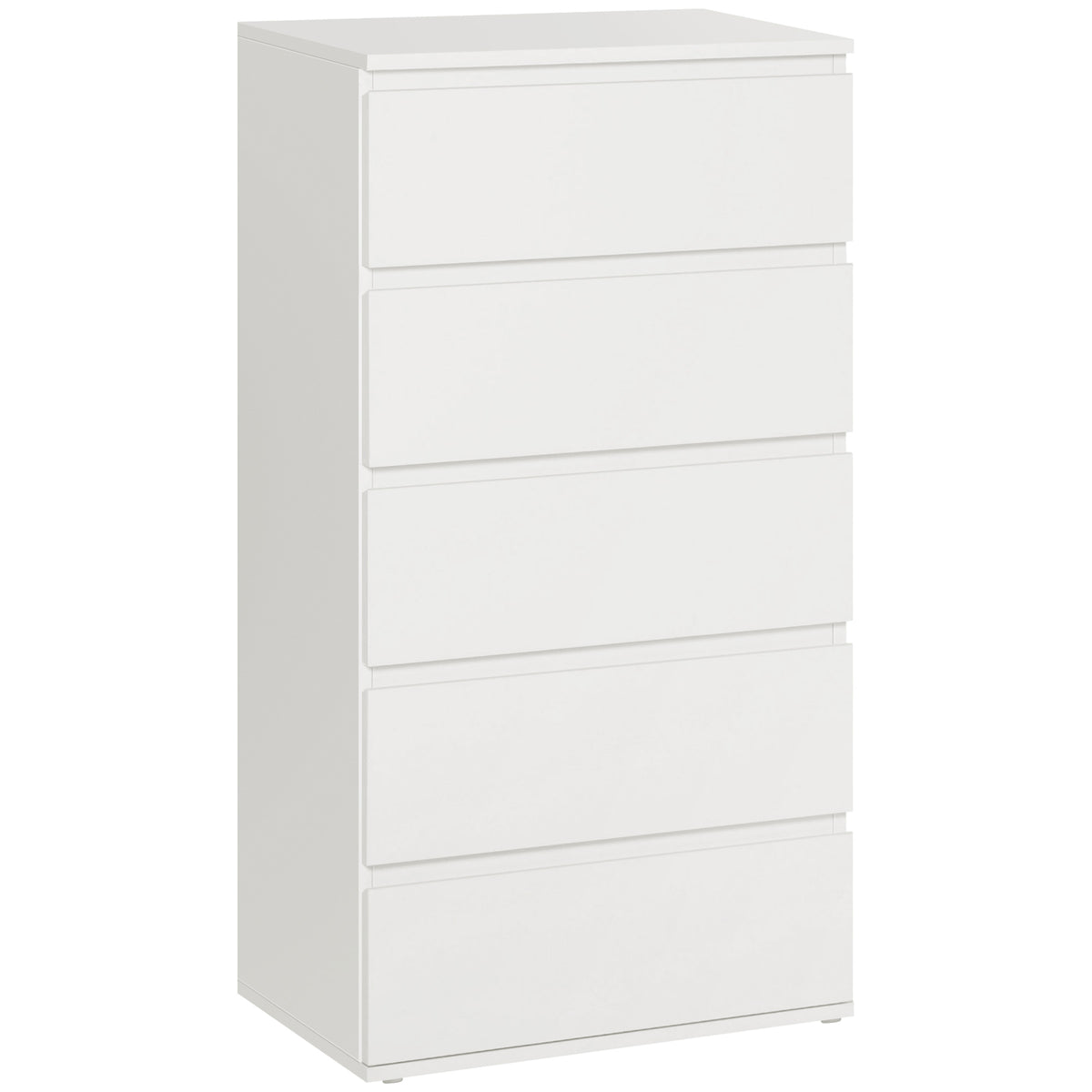 Kozy Chest of Drawers, 5 Drawers Storage Cabinet Floor Tower Cupboard for Bedroom Living Room, White
