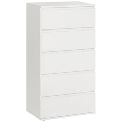Kozy Chest of Drawers, 5 Drawers Storage Cabinet Floor Tower Cupboard for Bedroom Living Room, White