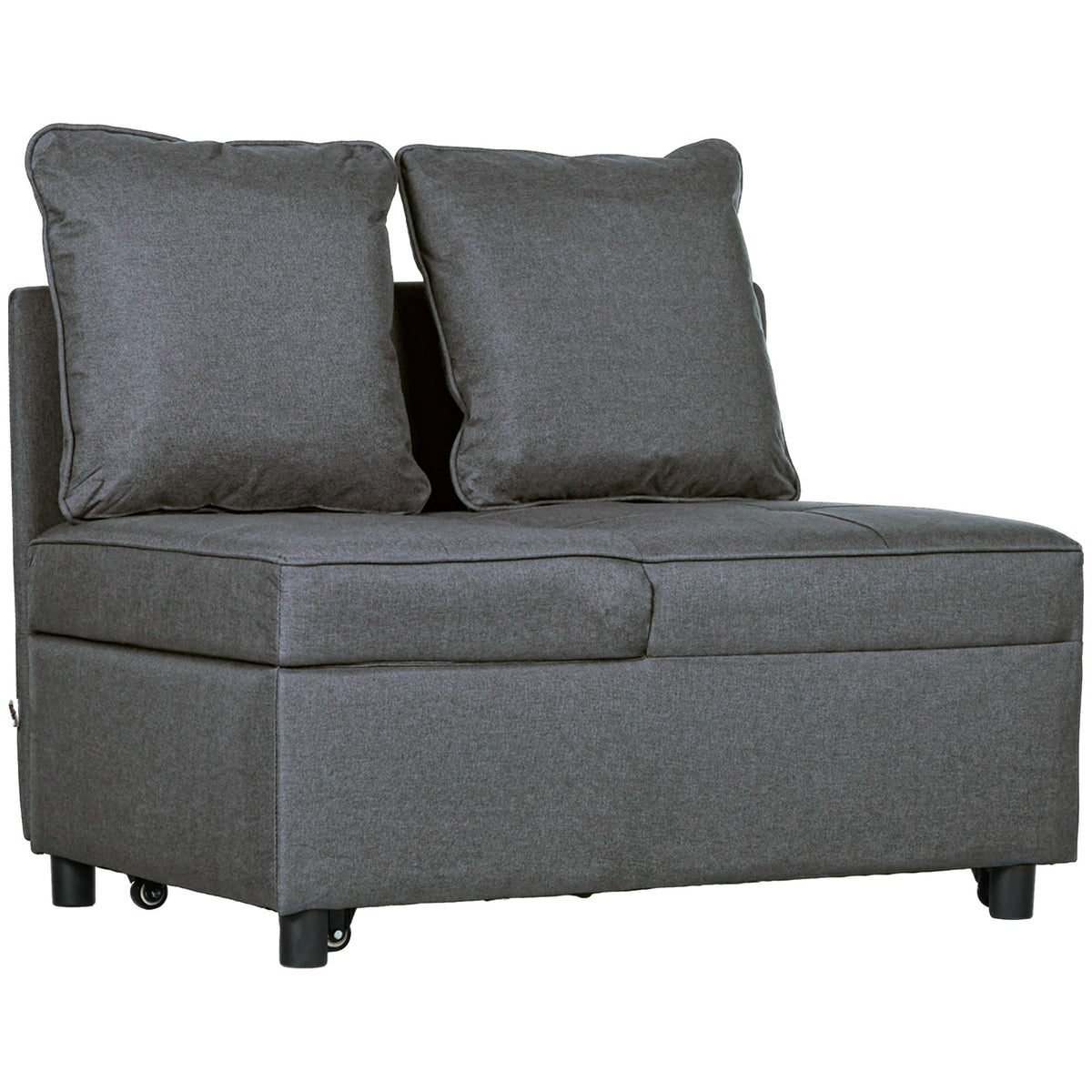 HOMCOM Convertible Chair Bed w/ Seat Thickness, 3-in-1 Multi-Functional Sleeper, Recliner Loveseat w/ 5-level Adjustable Backrest, Pillows, Grey