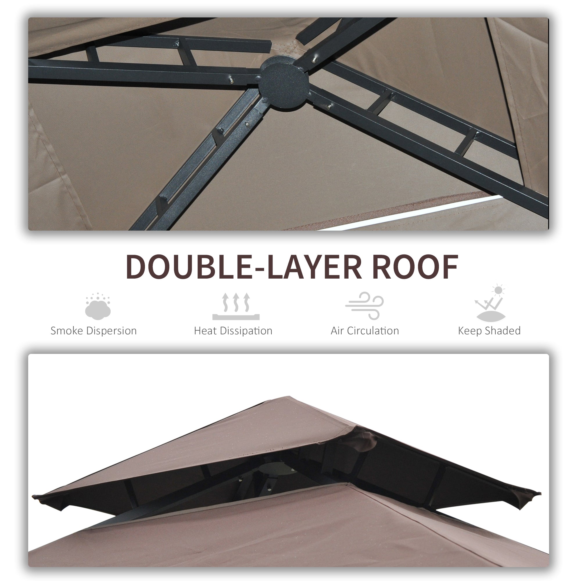 Kozy 2.5 x 1.5m BBQ Tent Canopy Patio Outdoor Awning Gazebo Party Sun Shelter - Coffee