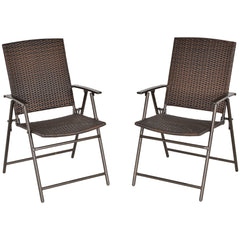 Kozy Set of Two Folding Rattan Seat Chairs - Brown