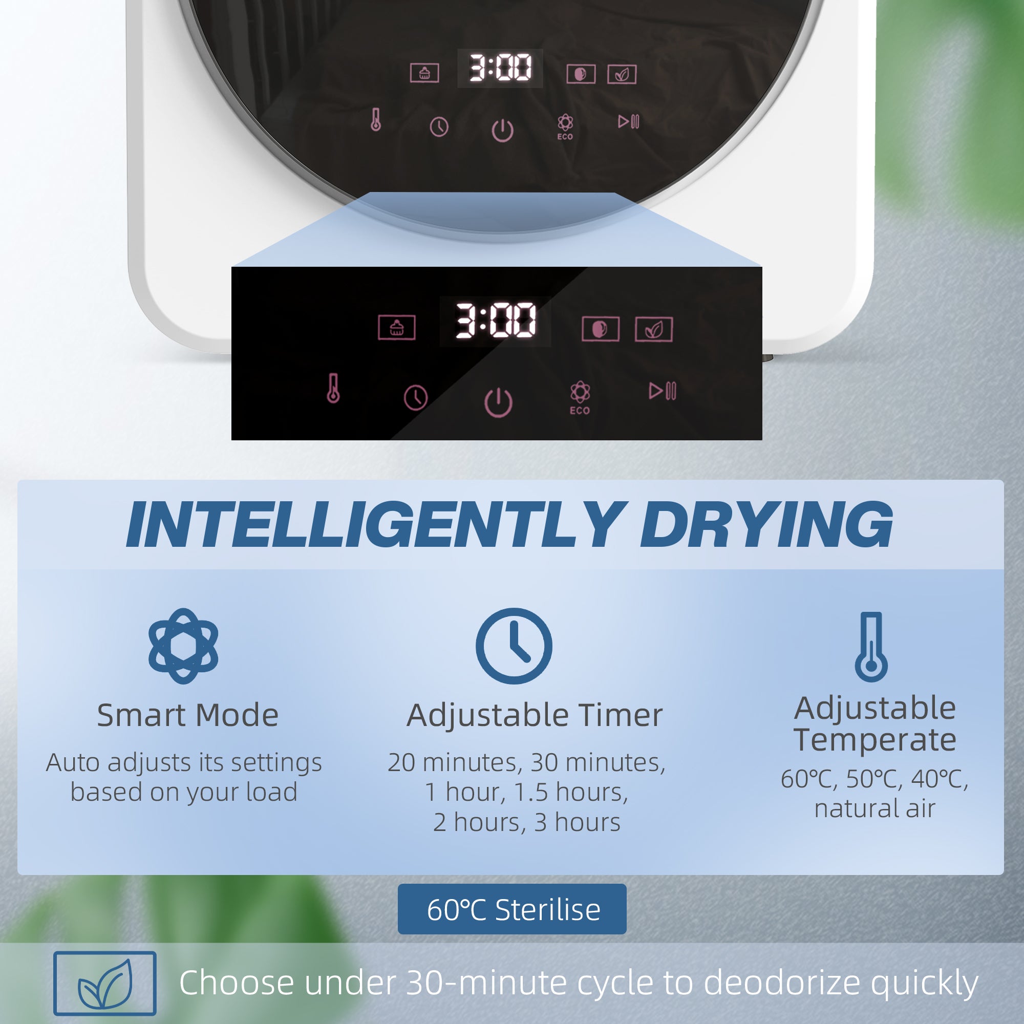 Kozy 4kg Vented Tumble Dryer, 800W Compact Freestanding Front Tumble Dryer with Stainless Steel Tub and Customisable Timer, Wall-Mounted Portable Small Clothes Drying Machine, White