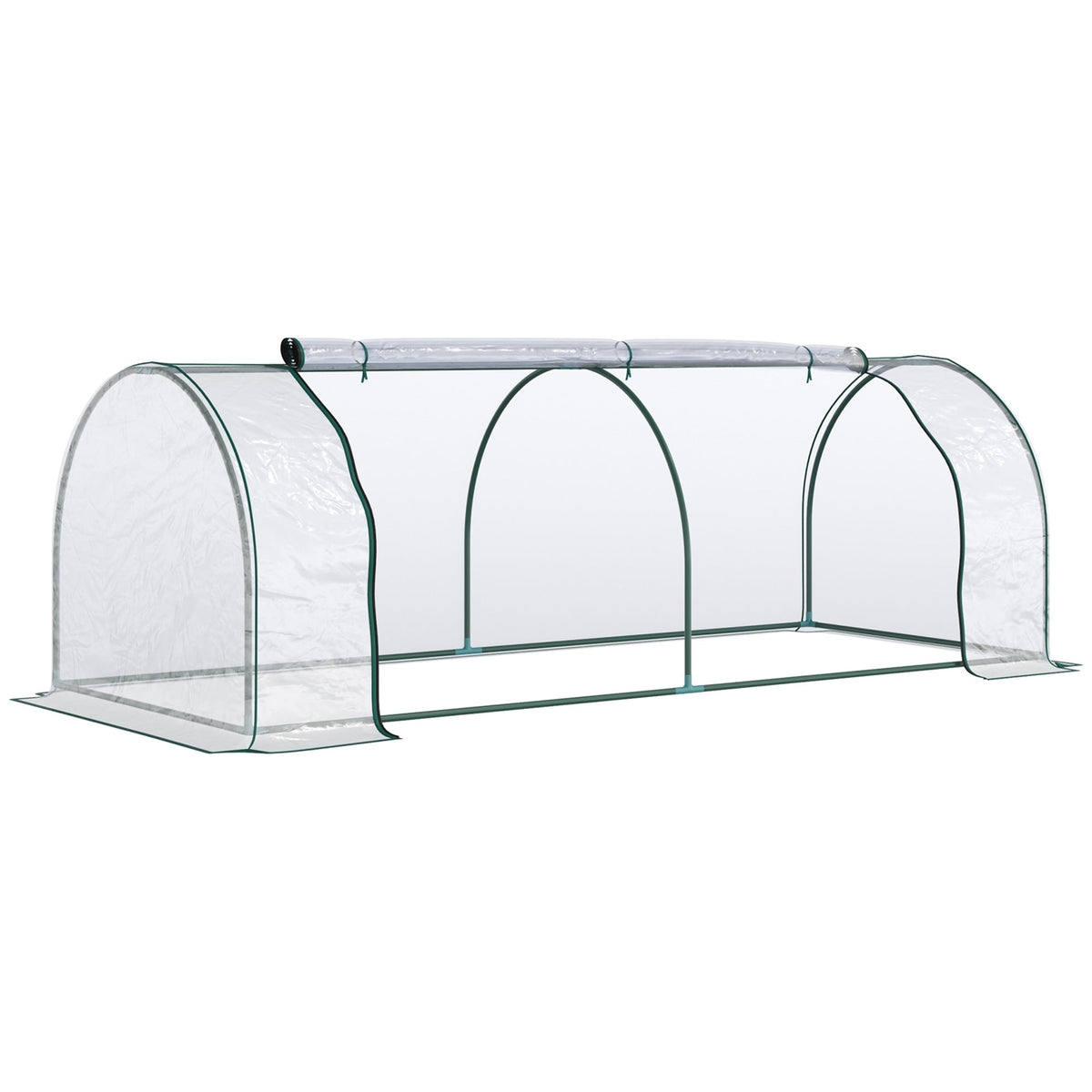 Outsunny Transparent Tunnel Greenhouse: Outdoor Grow House with Steel Frame & PVC Cover, 250x100x80cm | Aosom UK