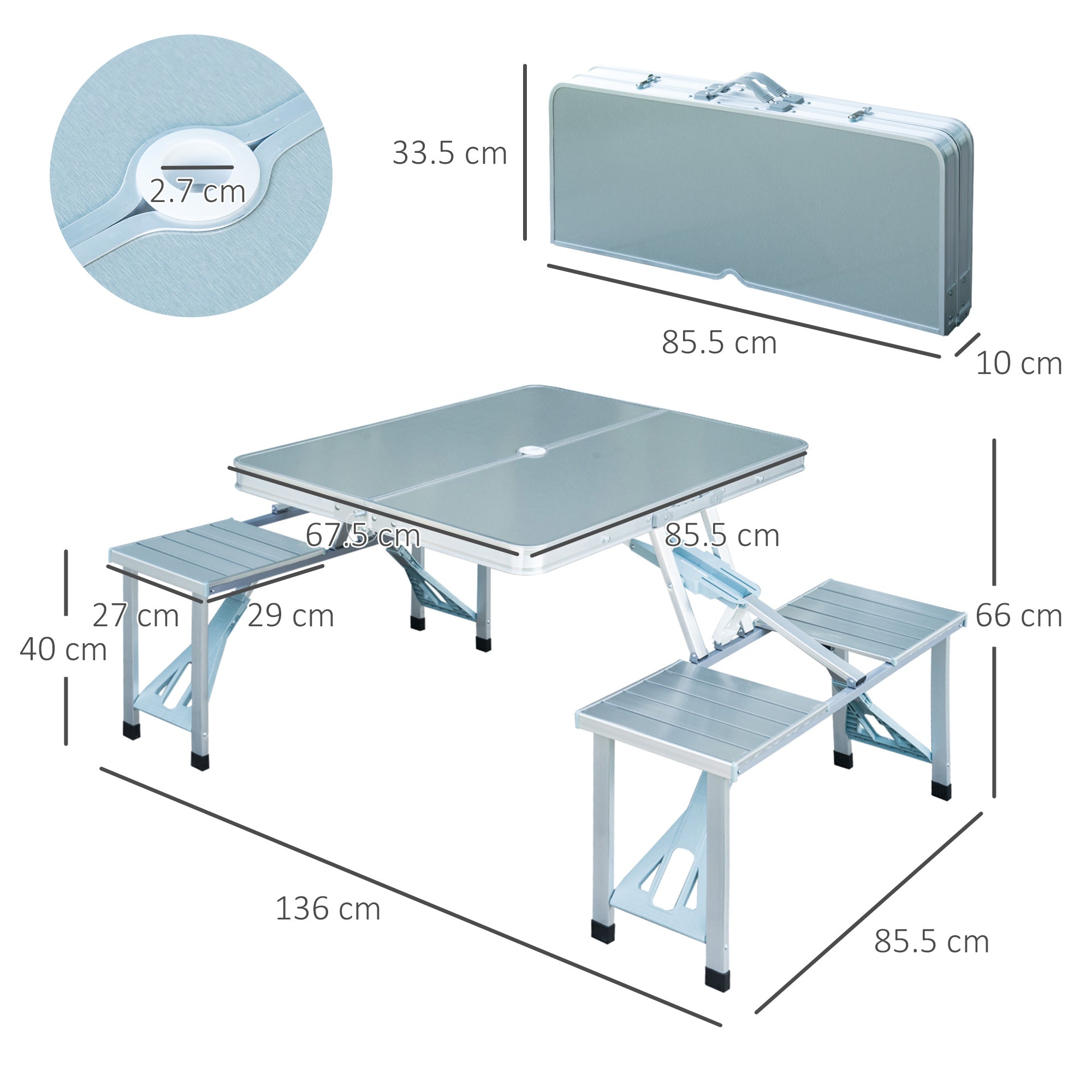 Kozy Aluminum Portable Picnic Table Chair Set