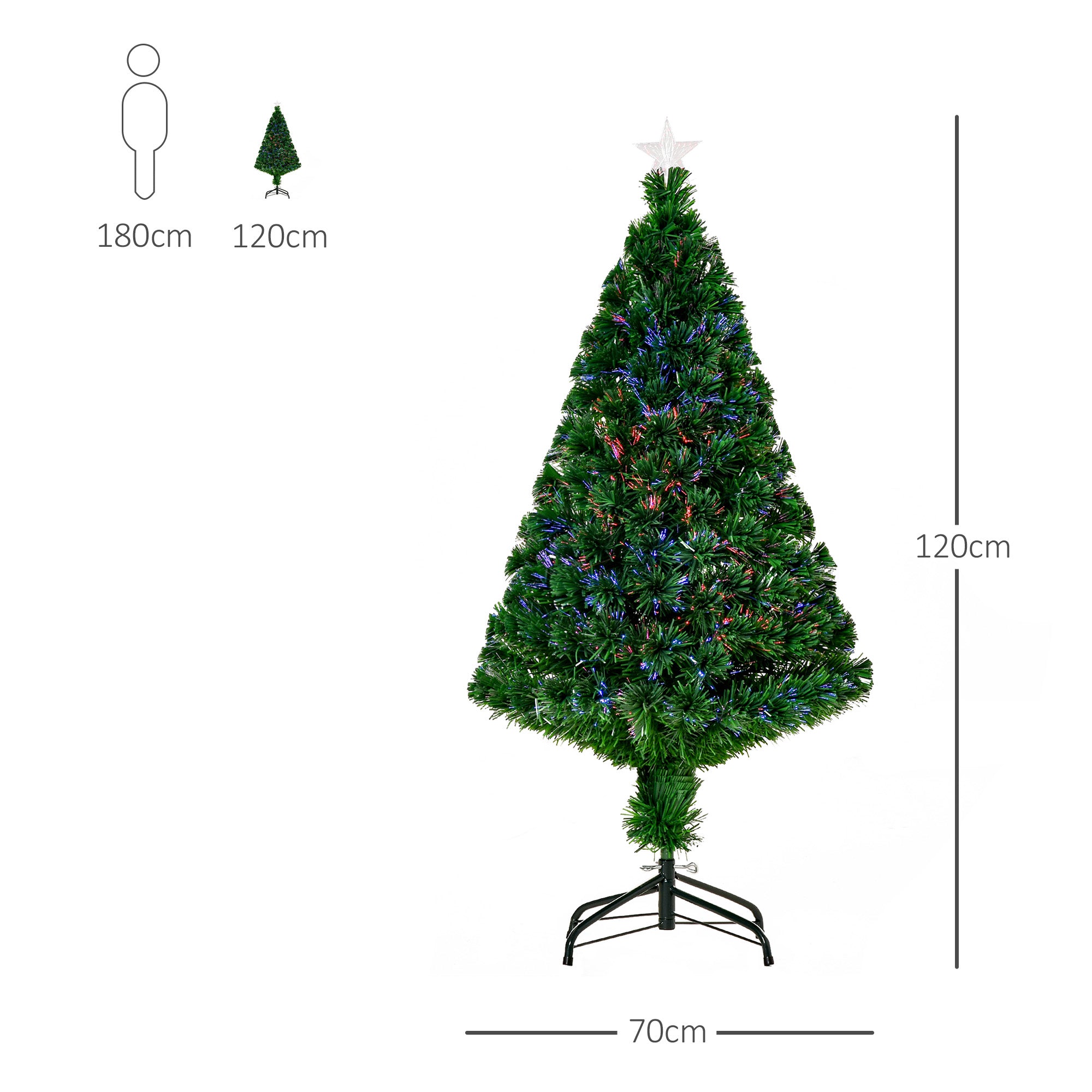 HOMCOM Prelit Christmas Tree Artificial Tree, Metal Base, Pre